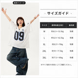 レディース メッシュ ナンバージャージ 半袖 Vネック オーバーサイズ スポーツユニフォーム風 09デザイン M～3XL ホワイト ブラック グリーン ネイビー