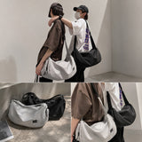 ユニセックス ナイロン ショルダーバッグ 斜め掛け 約40×20×25cm 約260g 長さ調節可能 ダブルファスナー サイドポケット 5カラー スポーツ ジム 旅行 デイリー