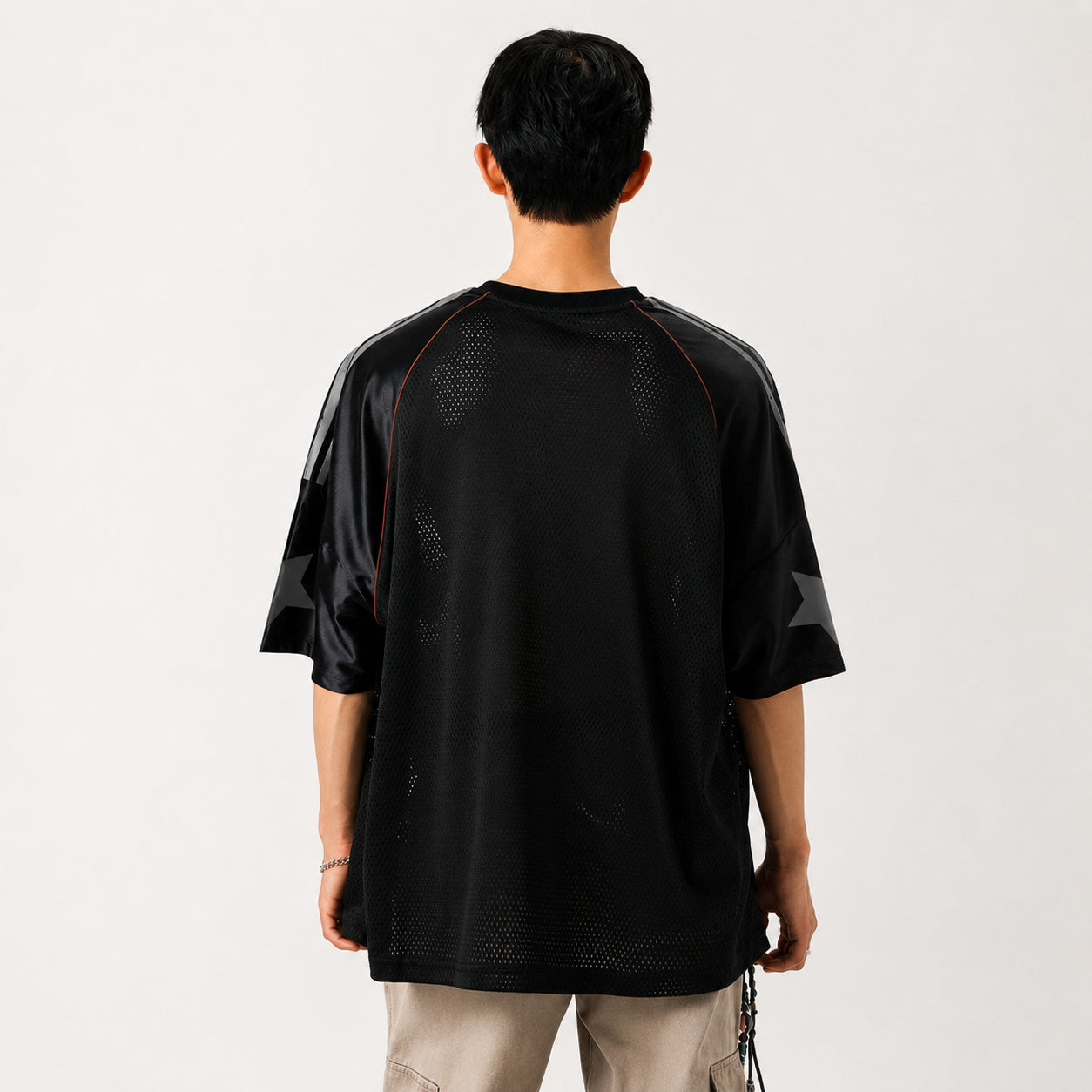 メッシュ ナンバージャージ 半袖 Vネック 07デザイン アメフト風 オーバーサイズ M～3XL ホワイト ブラック