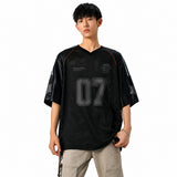 メッシュ ナンバージャージ 半袖 Vネック 07デザイン アメフト風 オーバーサイズ M～3XL ホワイト ブラック